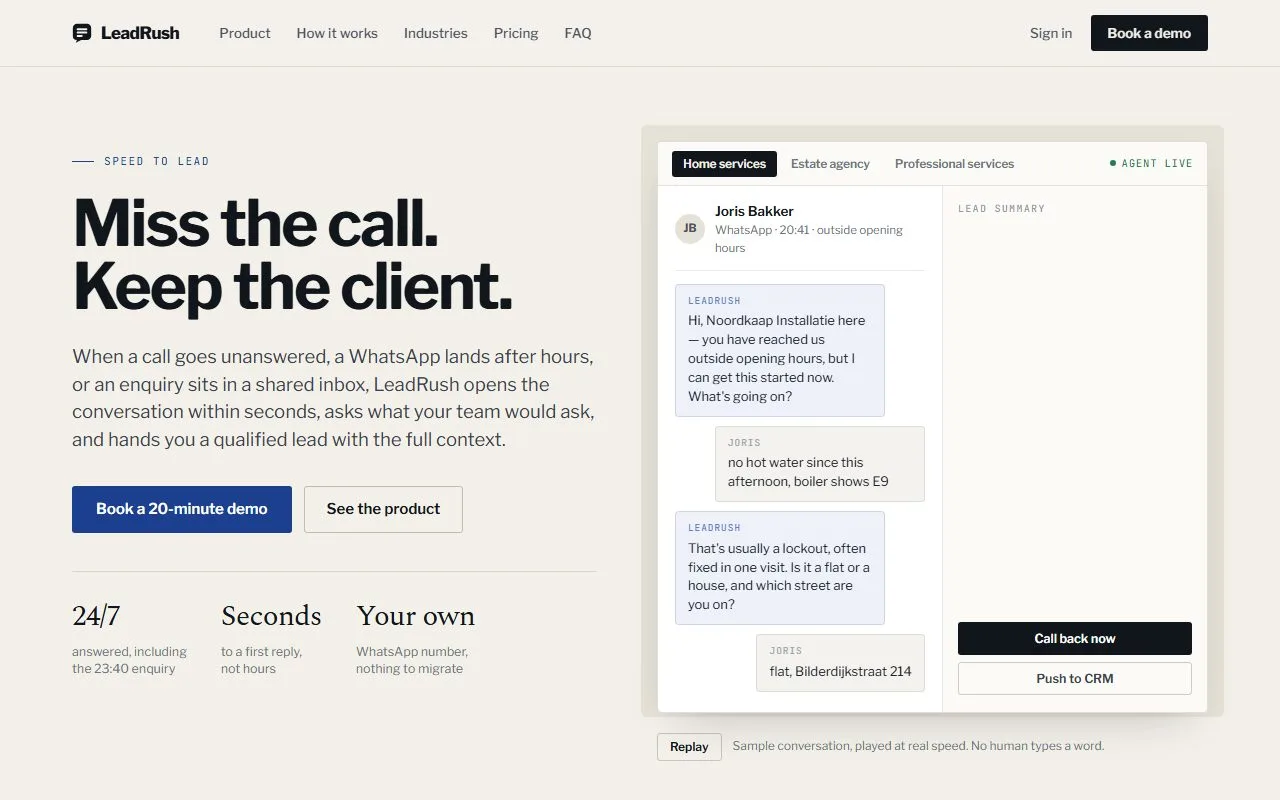 LeadRush — SaaS-platform